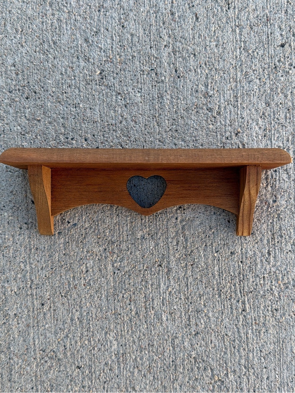 Vintage Mini Wooden Wall Shelf with Heart Cutout - Rustic Cottagecore Grannycore